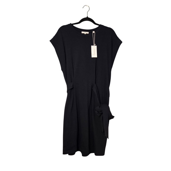 Vince Crewneck Muscle Tie Waist Cotton Dress Black NWT Womens Large - Picture 2 of 7